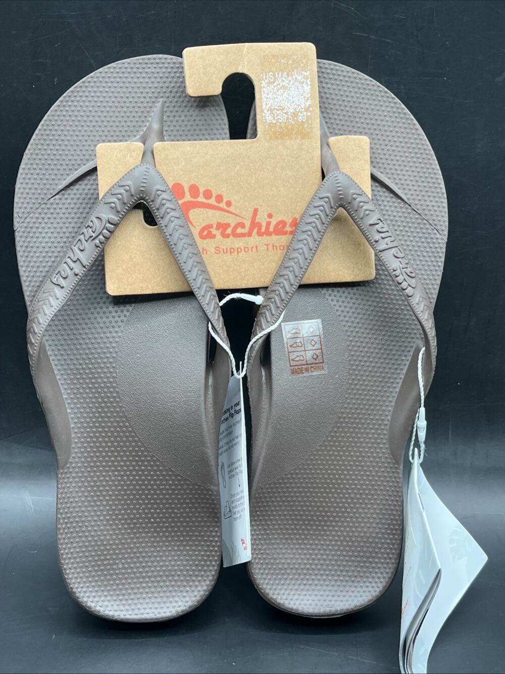 Archies Flip Flop Sandals Sz M 6 W 7 Chocolate Brown Arch Support Therapy NWT